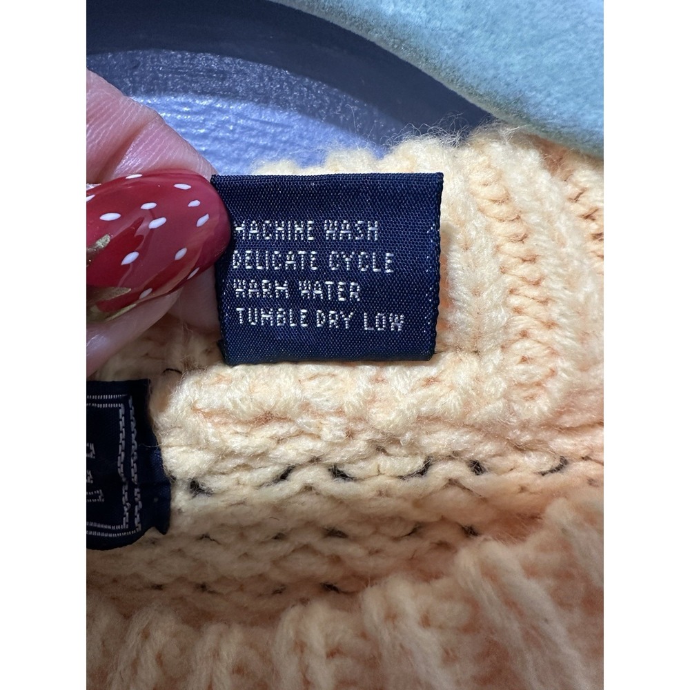 VTG  Astor One Cable Knit Sweater Women's M Oversized Yellow Pullover Fair Isle - Picture 4 of 11